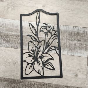 Black Floral Metal Wall Art